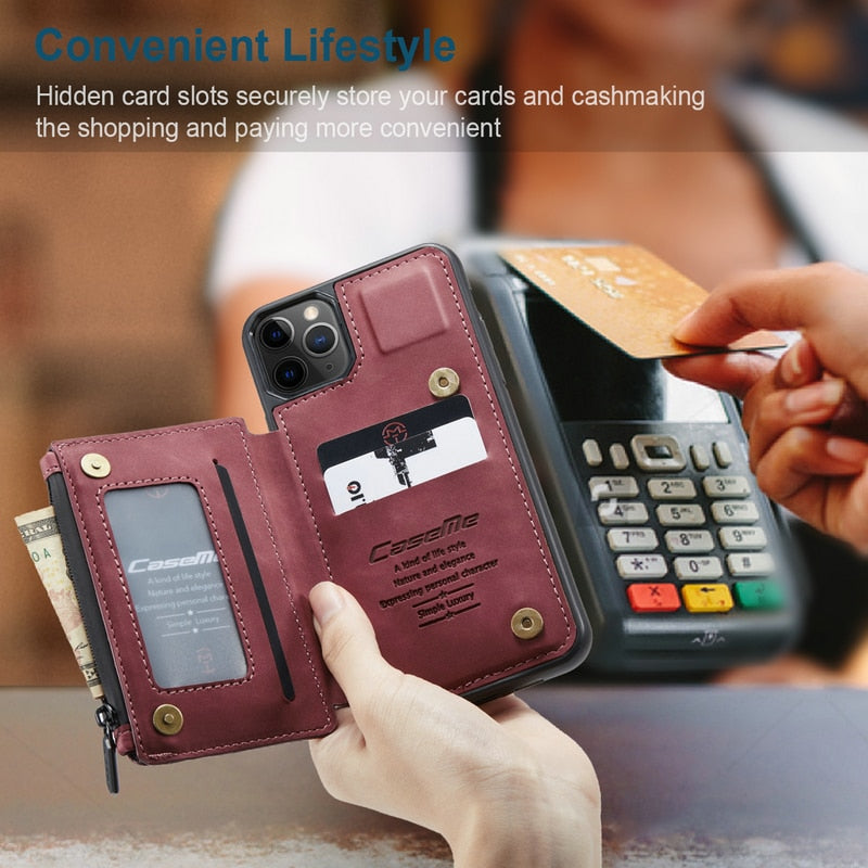 capa de telefone com rfid zíper cartão de crédito